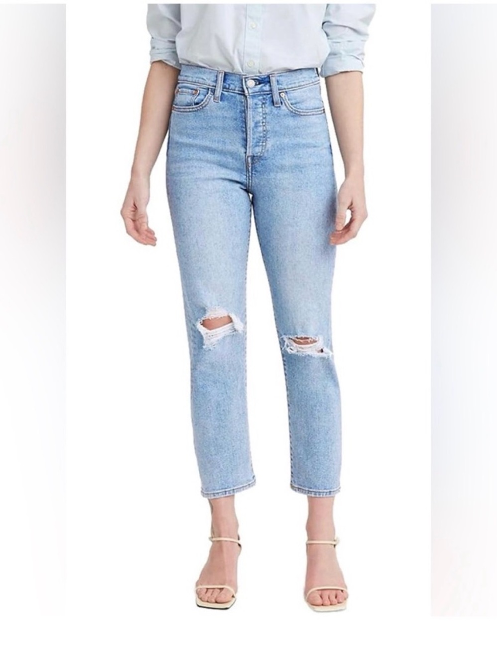 Levi's Light Blue Distressed Wedgie Straight Size 30